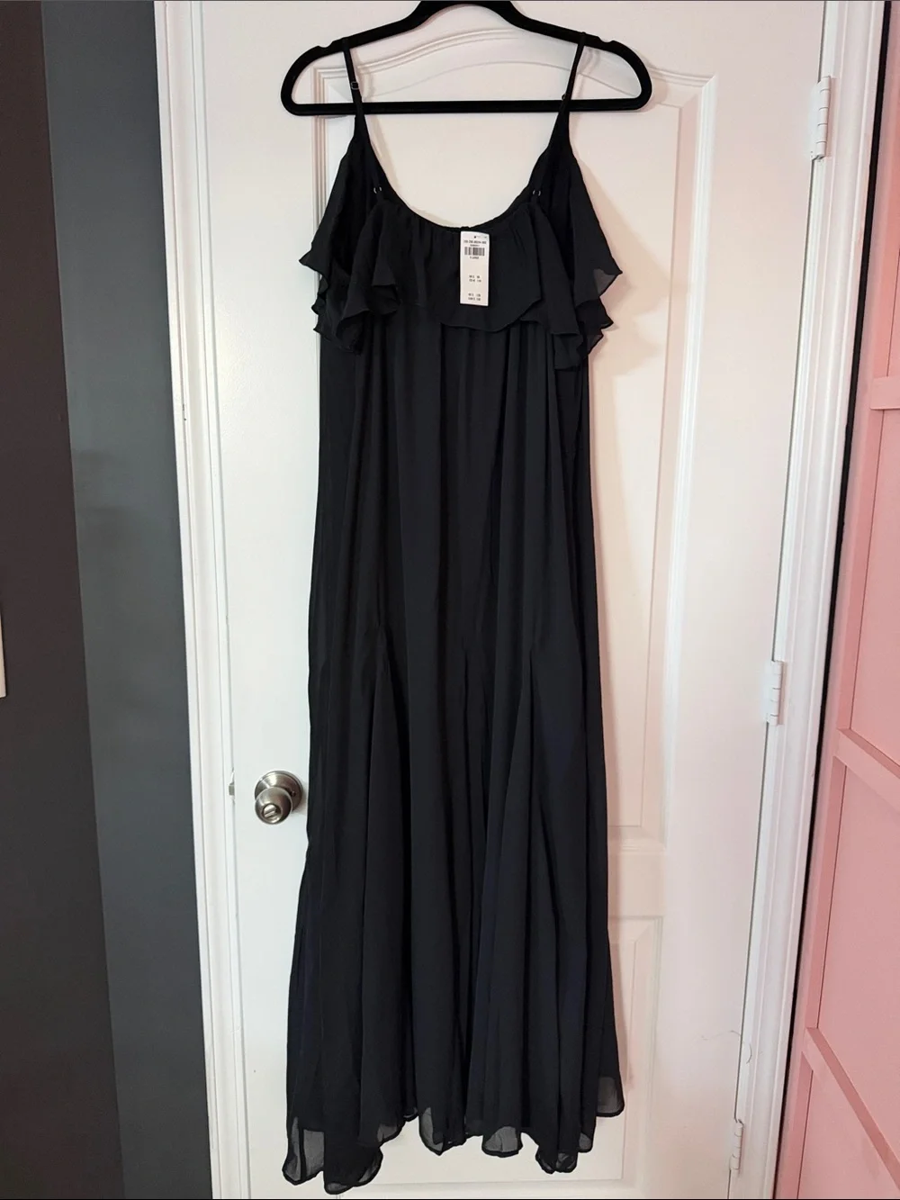 Abercrombie & Fitch Black Ruffle-Trim Maxi Dress